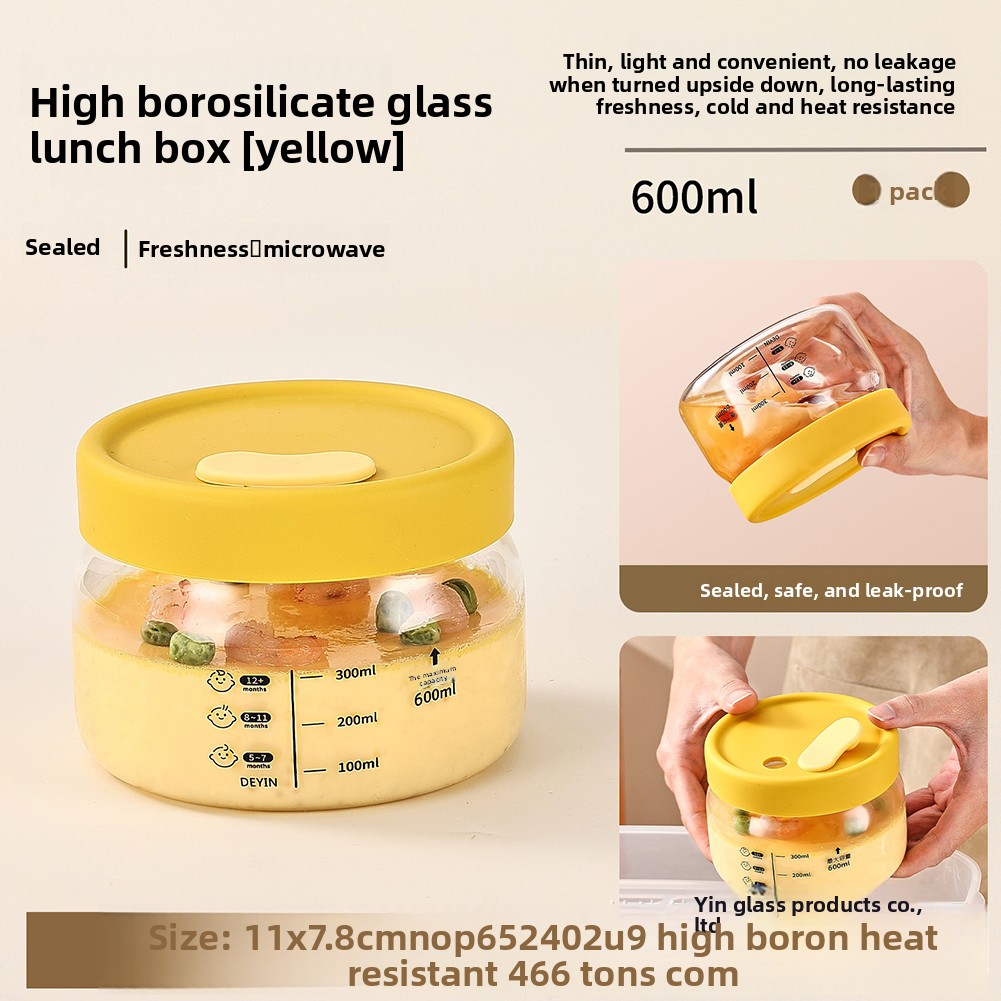 Bento Box - Glass Food Storage Container Airtight Leakproof